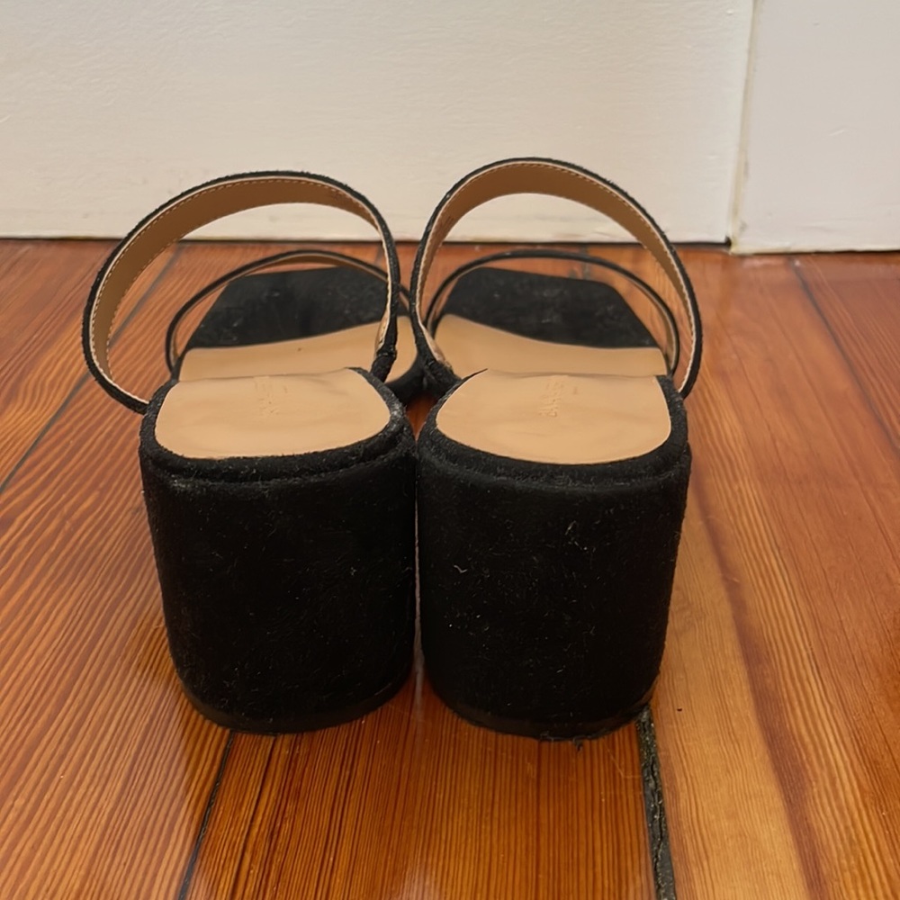 Black Suede Block Heel Sandals - Picture 2 of 4